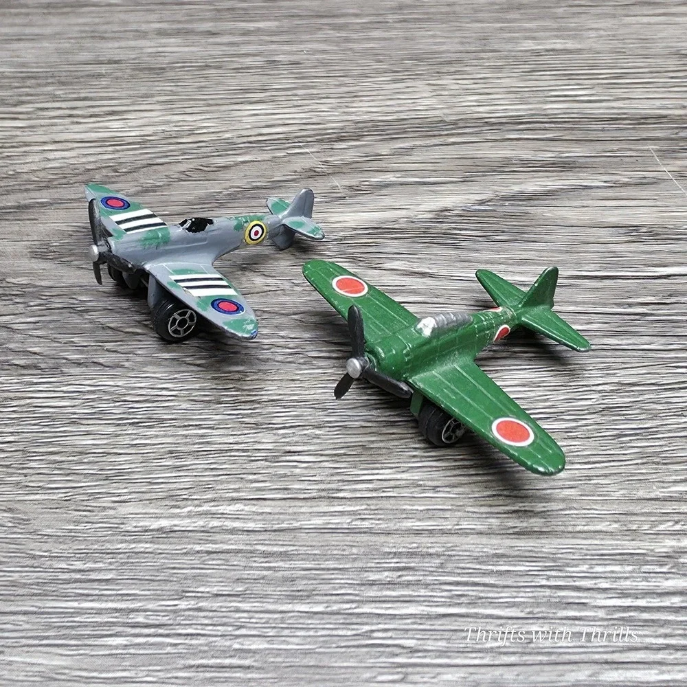Vintage‎ Mini Diecast Planes By Tooties Toy - SPITFIRE & ZERO War Planes